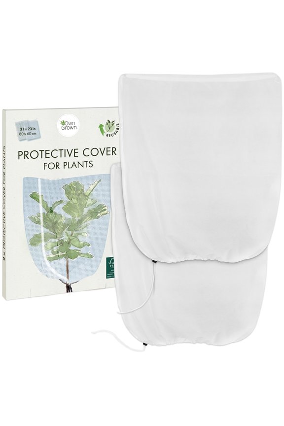 OwnGrown Winter Plant Protection : 2 Winter Plant Covers 31x23in Permeable, Translucent Protection Covers for Plants in Winter Winter Protection for Plants Frost Protection Bag for Plants