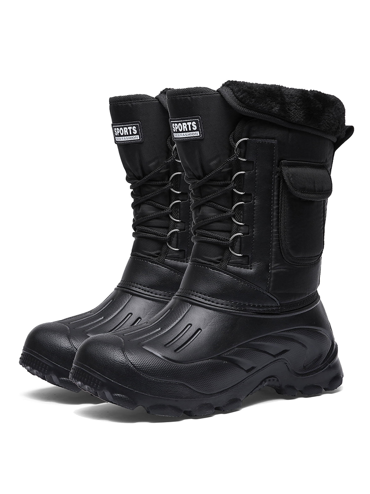 OwnShoe Men's Snow Boot Waterproof Warm Faux Fur Lined Rain Booties Outdoor Shoes