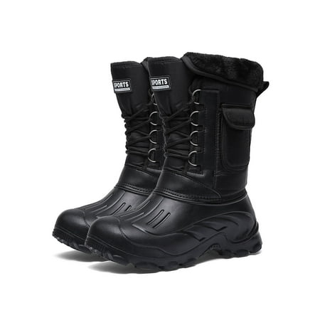 OwnShoe Men's Snow Boot Waterproof Warm Faux Fur Lined Rain Booties Outdoor Shoes