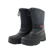 OwnShoe Mens Black Winter Snow Boots Insulated with Insert Pull-On Snow Shoes Outdoor Winter Shoes