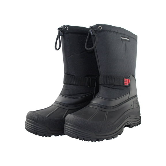 OwnShoe Mens Black Winter Snow Boots Insulated with Insert Pull-On Snow Shoes Outdoor Winter Shoes