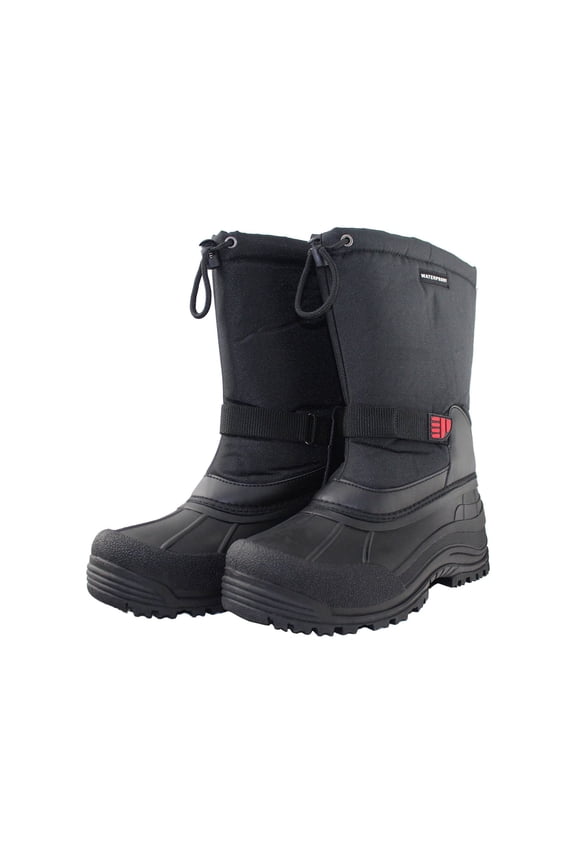 OwnShoe Mens Black Winter Snow Boots Insulated with Insert Pull-On Snow Shoes Outdoor Winter Shoes