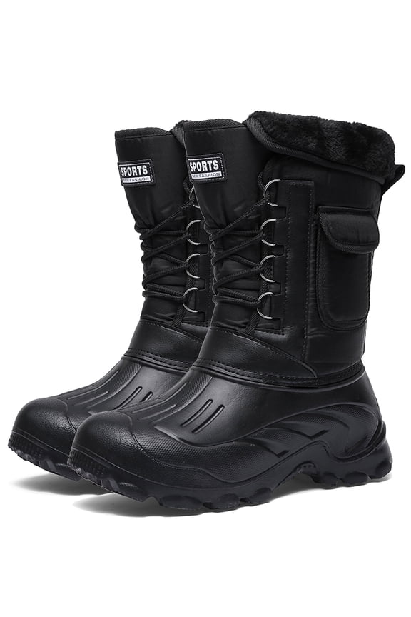 OwnShoe Mens Snow Boots Water Resistance Anti-slip Snow Boots Thicken Warm Shoes Outdoors Warm Shoes