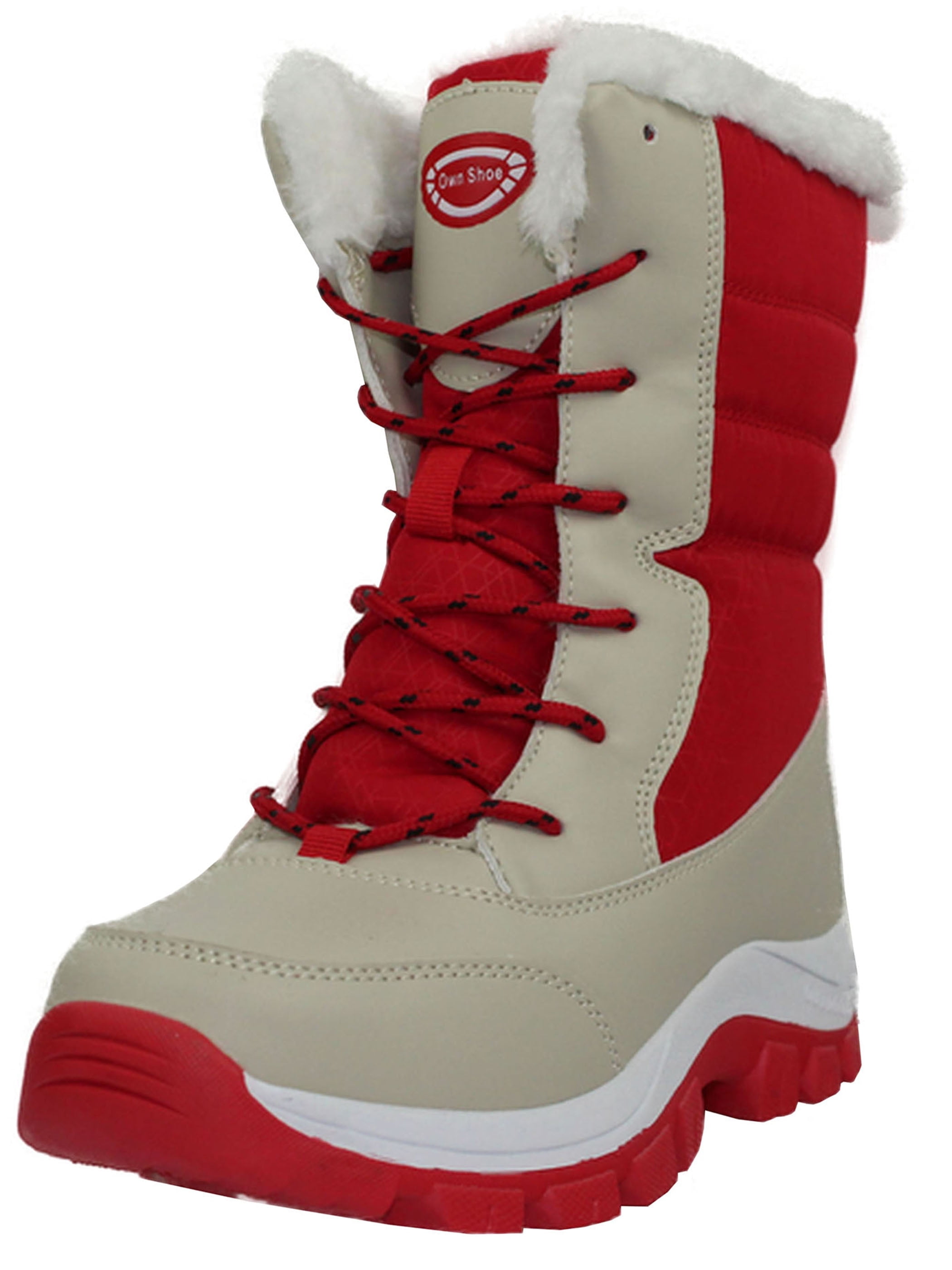 OwnShoe Mid-Calf Snow Boots for Women Faux Fur Winter Shoes Water Resistant Outdoor Hiking Boots