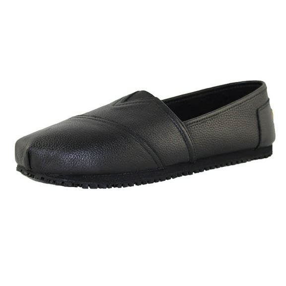 OwnShoe Slip-Resistant Work Shoes for Women Slip-on Casual Loafer Waterproof Leather Shoes Size 7.5