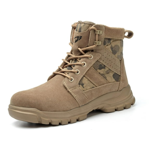OwnShoe Steel Toe Work Boots for Men Women Leather Safety Shoes Camouflage Industrial Sneakers
