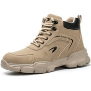 OwnShoe Waterproof Mens Work Boots Steel Toe Safety Shoes Non-Slip Lightweight Industrial Sneakers