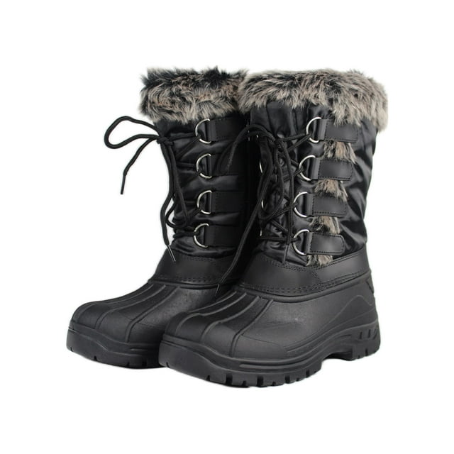 OwnShoe Women's Lace Up Faux Fur Rubber Duck Snow Boots - Walmart.com