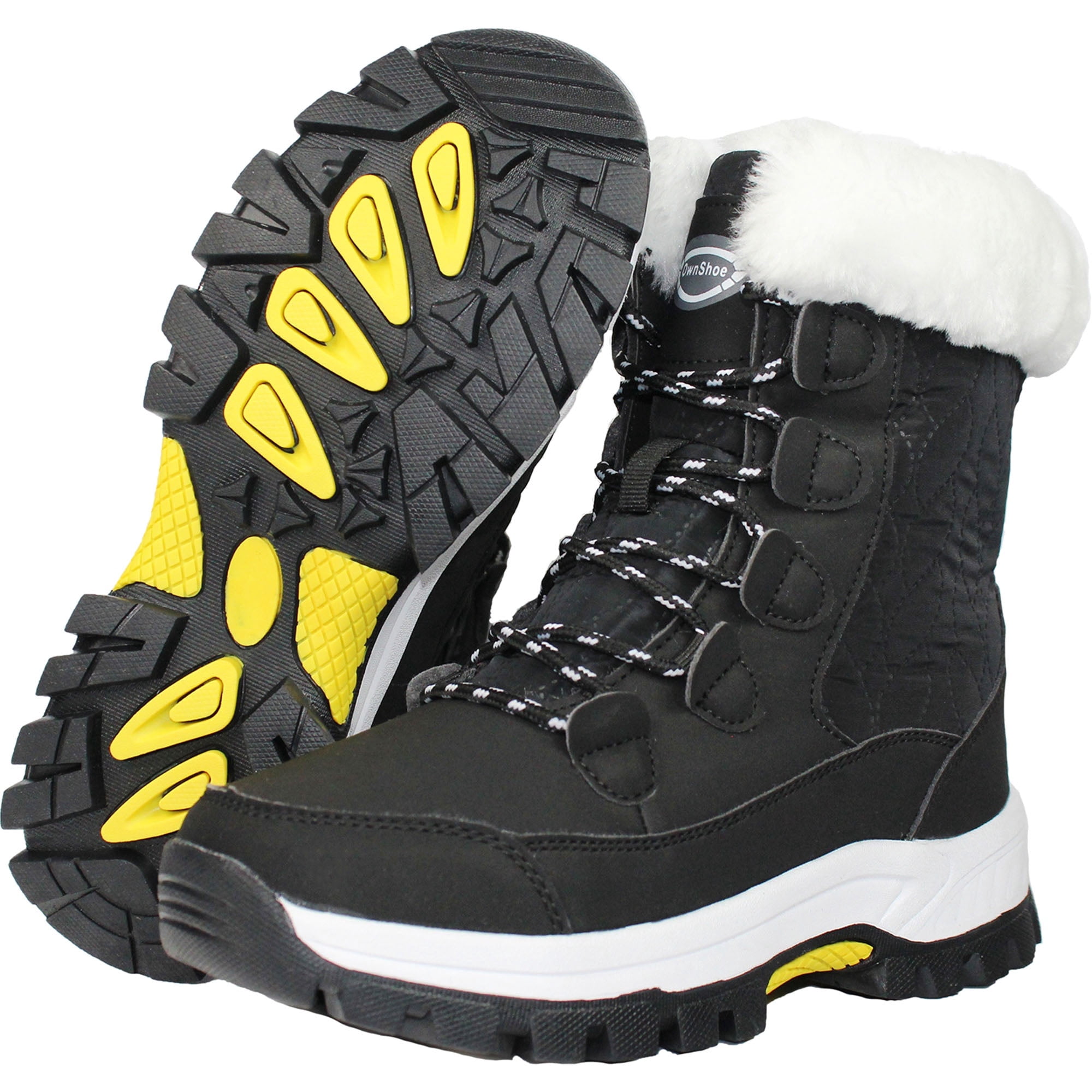 OwnShoe Women's Mid Calf Snow Boots Warm Winter Shoes Outdoor Hiking Boots Gift