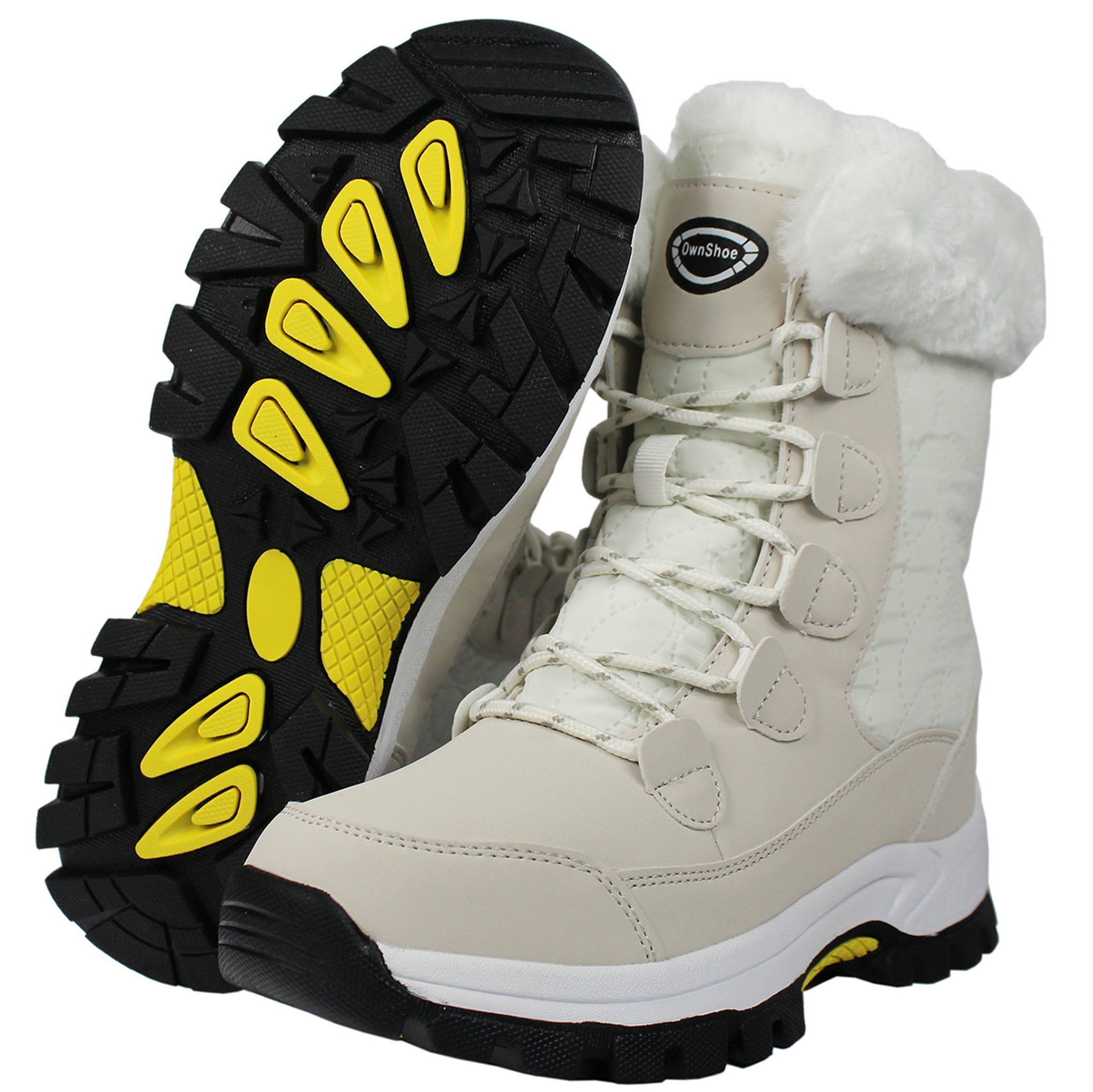 OwnShoe Women's Mid Calf Snow Boots Warm Winter Shoes Outdoor Hiking Boots Gift