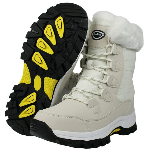 OwnShoe Women's Mid Calf Snow Boots Warm Winter Shoes Outdoor Hiking Boots Gift