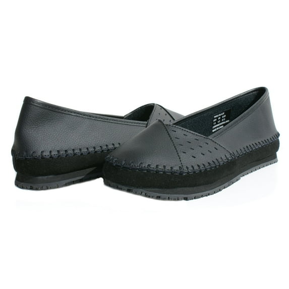 OwnShoe Women's Slip Resistant Leather Flat Shoes Loafer Waitress Shoes