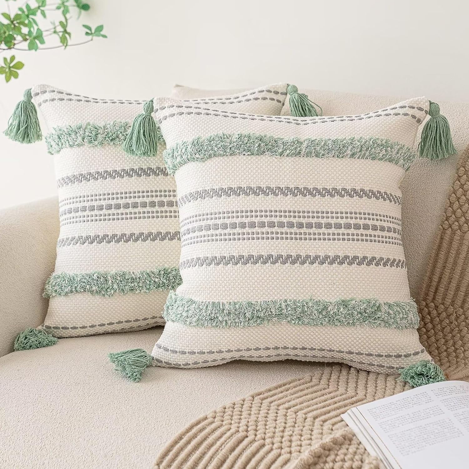 Neutral textured throw pillows discount