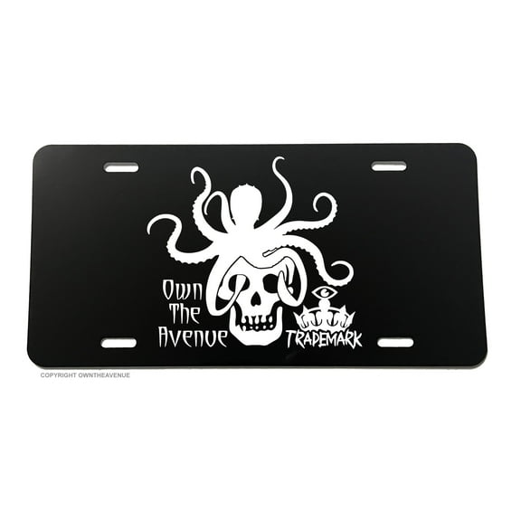OwnTheAvenue Octopus Skull Death Metal Punk Rock JDM License Plate Cover
