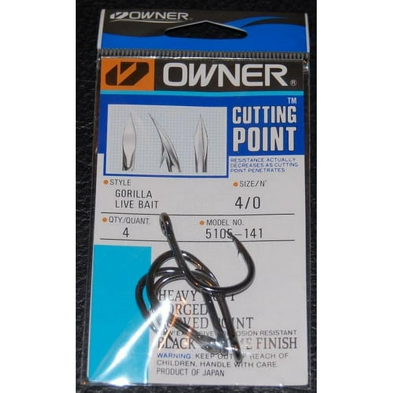 Owner 5105-141 Gorilla Live Bait Hook with Cutting Point Size 4/0