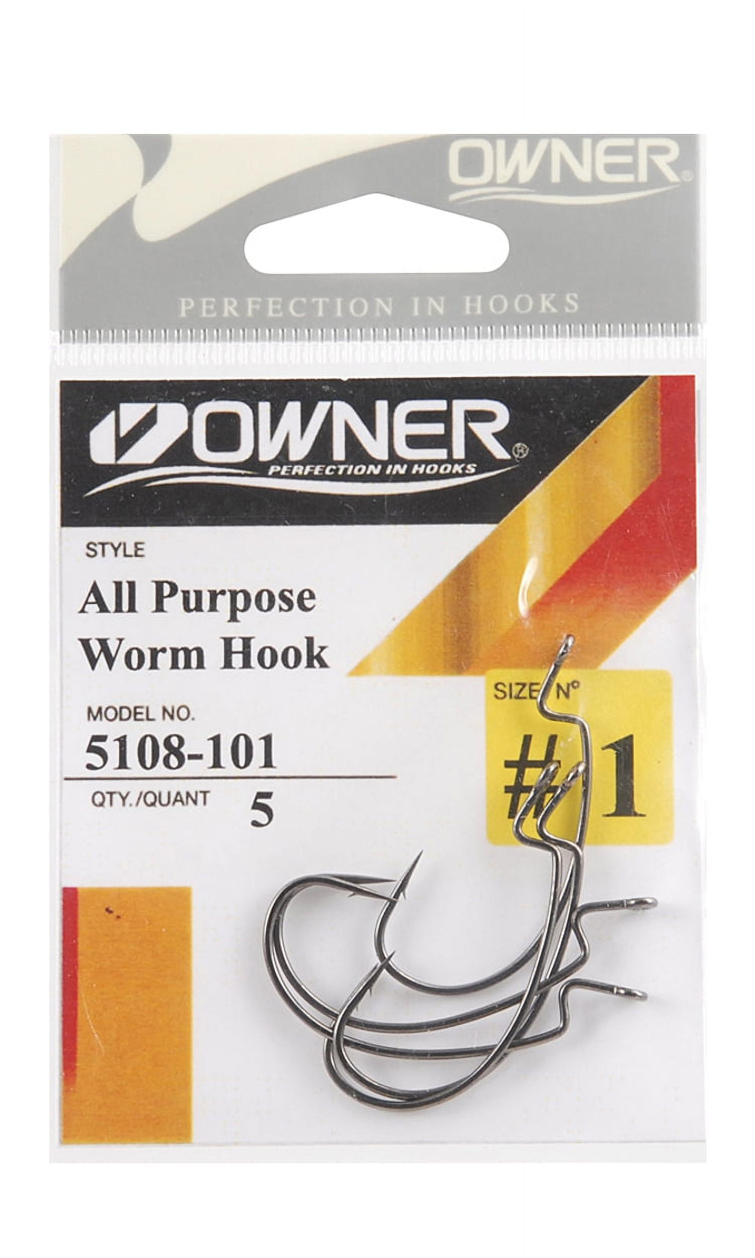 Owner 5108-101 All Purpose Soft Bait Hook 5 per Pack Size 1 Fishing Hook