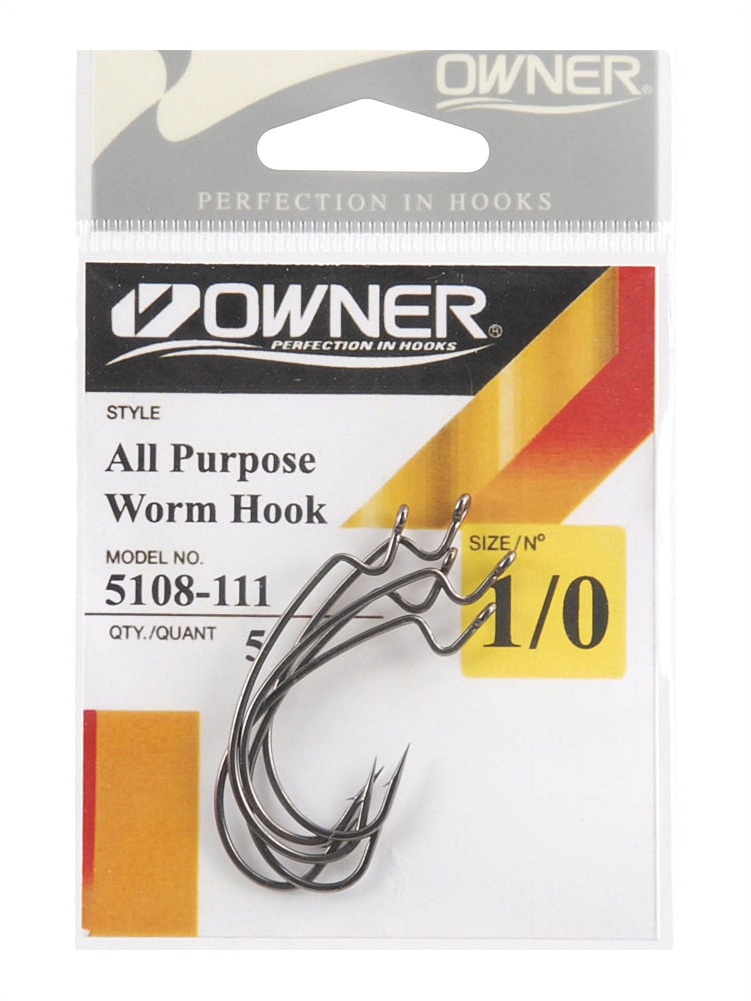 Owner 5108-111 All Purpose Soft Bait Hook 5 per Pack Size 1/0 Fishing Hook