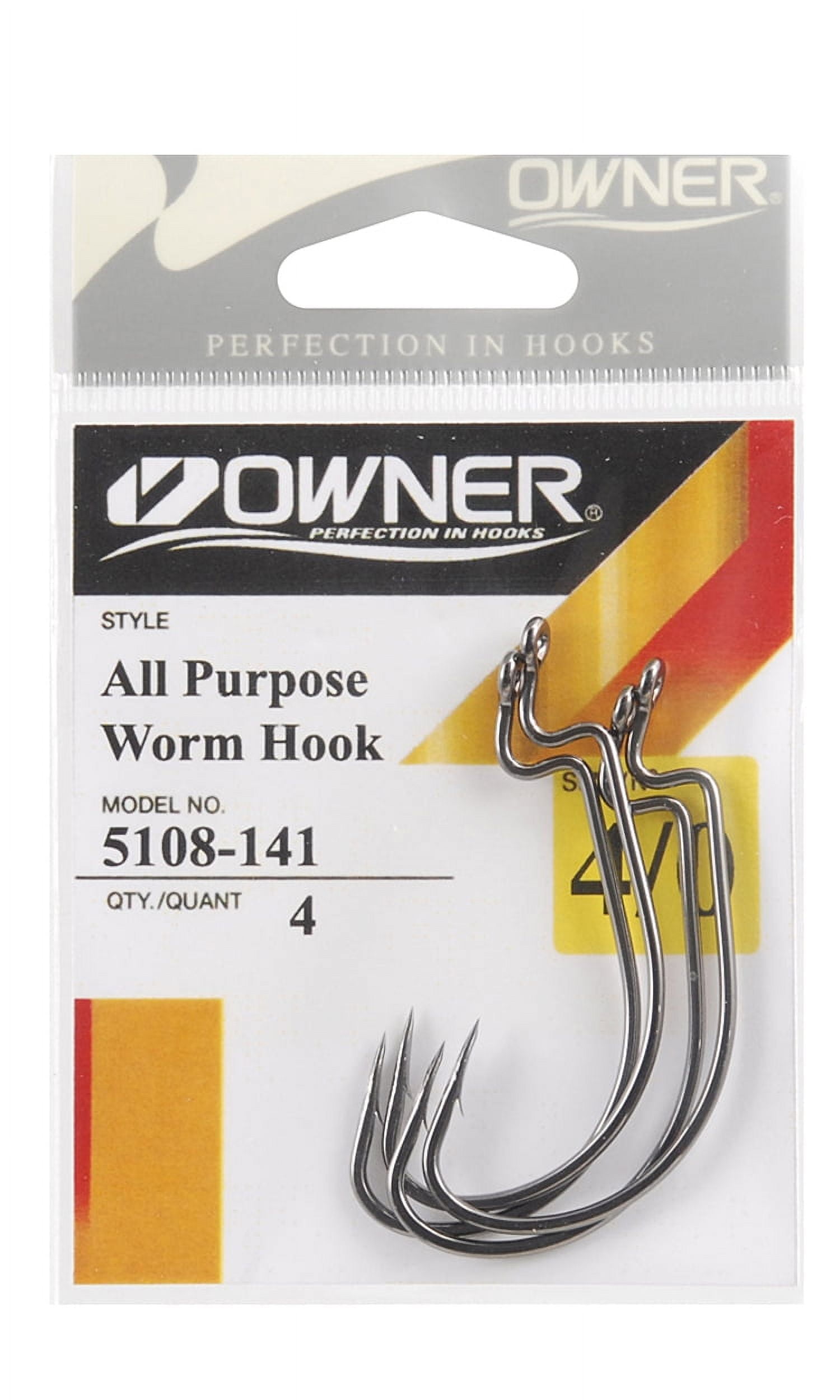 Owner 5108-131 All Purpose Soft Bait Hook 4 per Pack Size 3/0 Fishing Hook  - Walmart.com