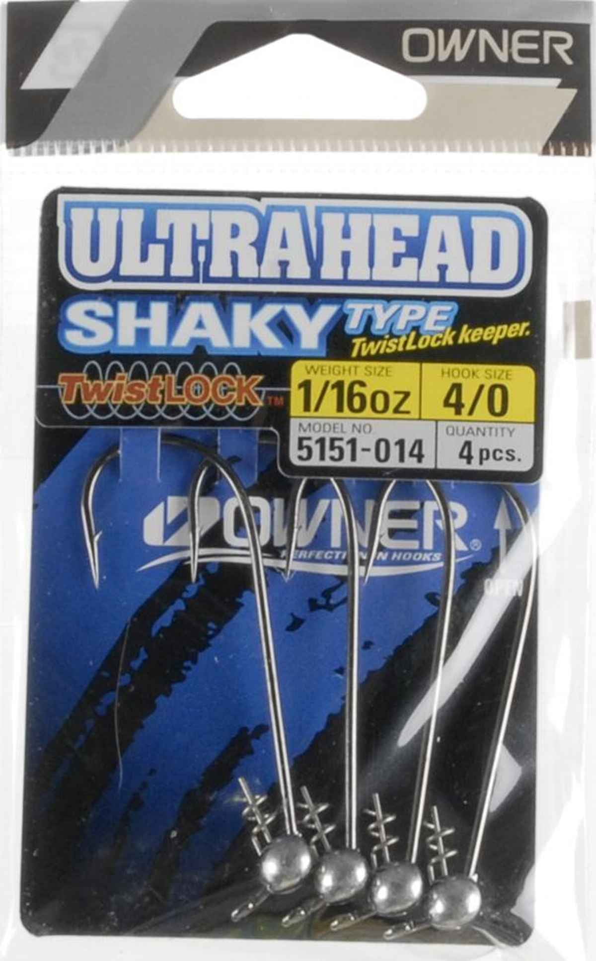 Owner 5151-014 Ultrahead Shaky Jighead 1/16 oz 4/0 Hook Black