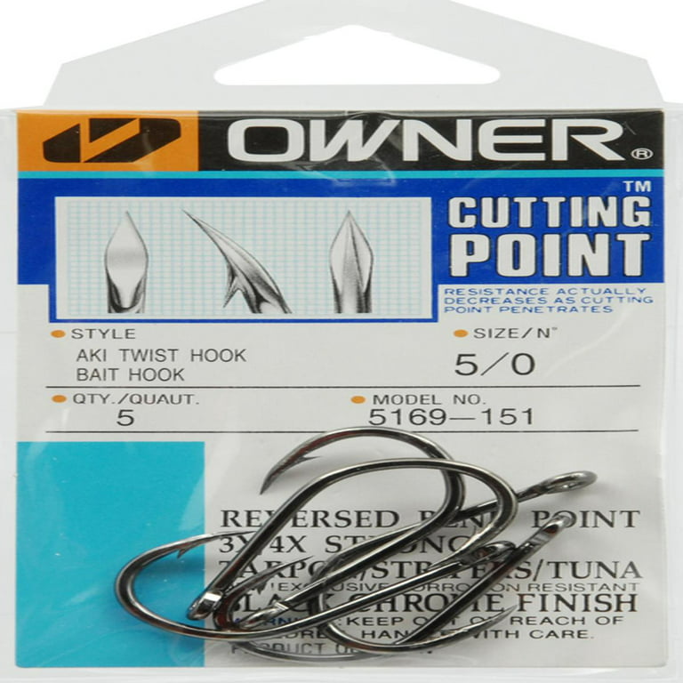 Owner 5169-151 AKI Twist Live Bait Hook with Cutting Point Size 5/0