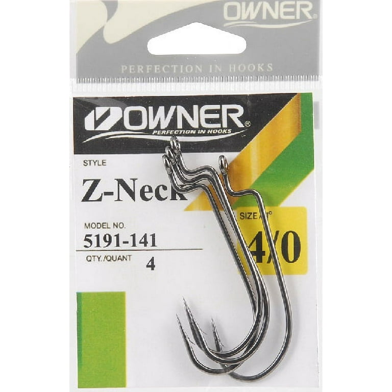 Owner 5191-141 All Purpose Worm Hook 4 per Pack Size 4/0 Fishing