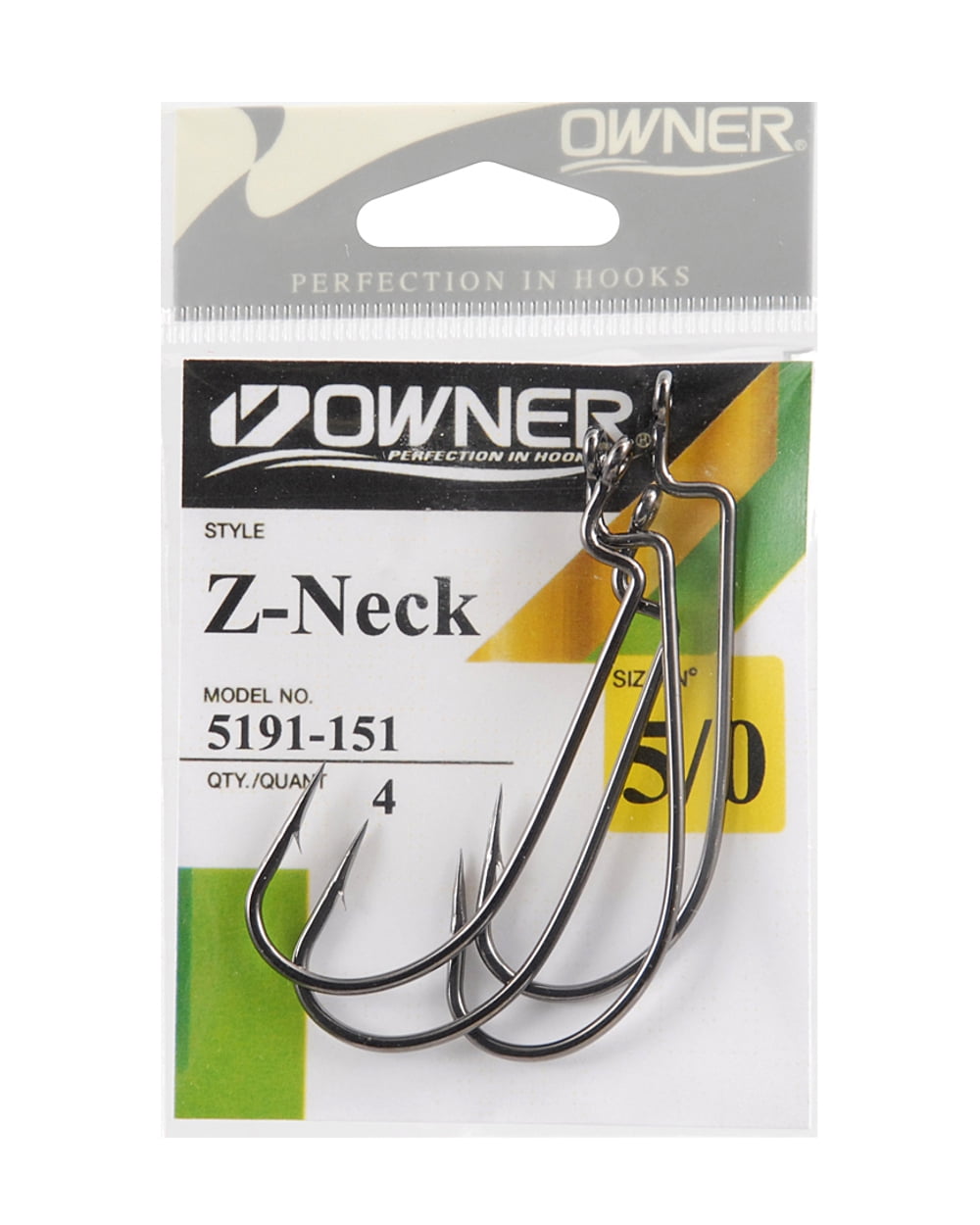 Owner 5191-151 All Purpose Worm Hook 4 per Pack Size 5/0 Fishing Hook 