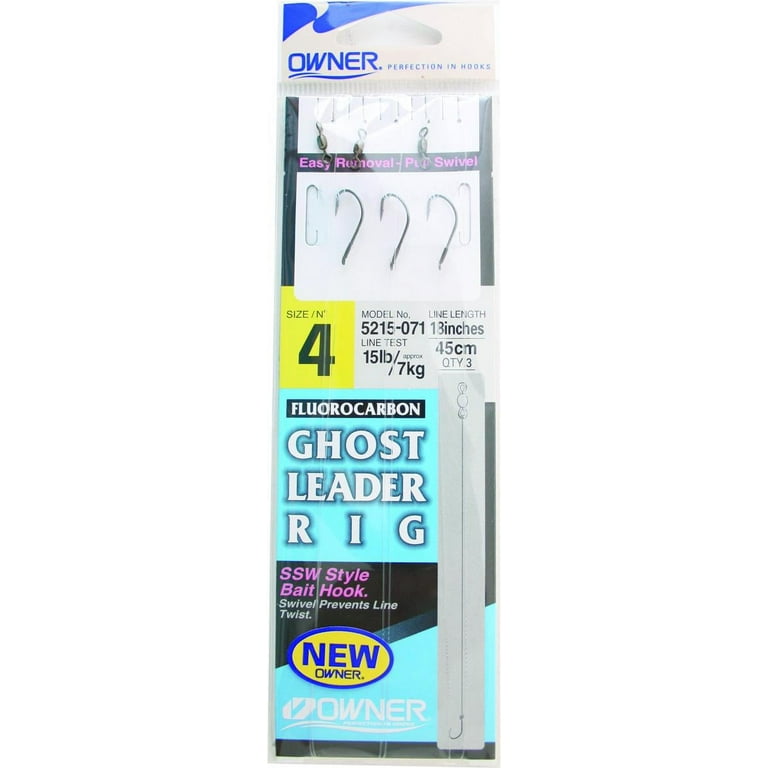 Owner 5215-071 Ghost Leader with Bait Hook 3 per Pack Size 4 Fishing Snell