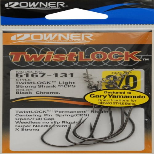 Owner Hooks TwistLOCK Light Strong Shank Hook with CPS, Black, Size 3/0, 4 Pack