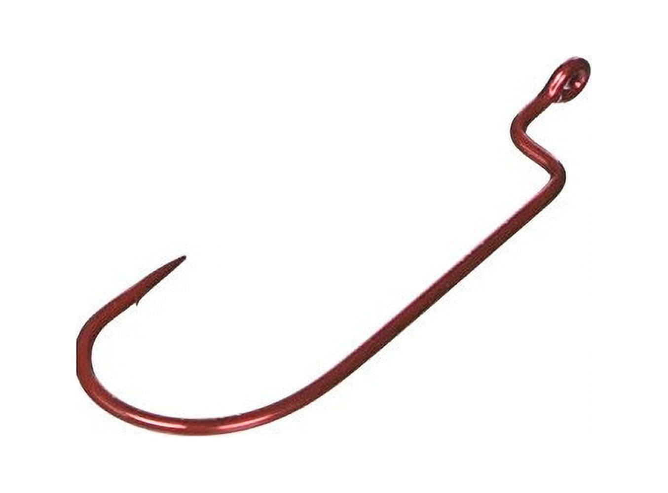 Owner Red Offset Shank Wide Gap Worm Hook, #4/0, Red Multi-Colored 