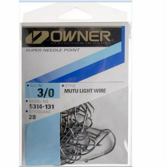 Owner's Mutu Light Circle Hook (Size 3/0, 28 Per Pack) Multi-Colored