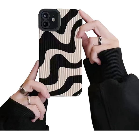 Ownest compatible with iPhone 12 Pro Max case with fashion simple cute zebra stripes pattern case for women girls soft silicone Protection Case for iPhone 12 Pro Max-Black