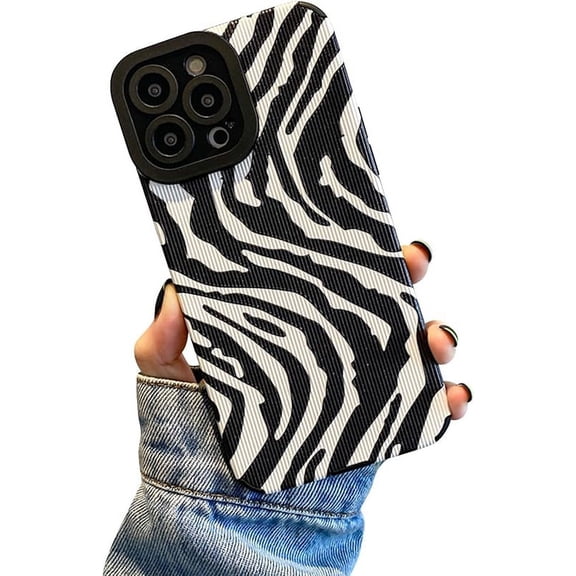 Ownest compatible with iPhone 12 Pro Max case with fashion simple cute zebra stripes pattern case for women girls soft silicone Protection Case for iPhone 12 Pro Max-Black