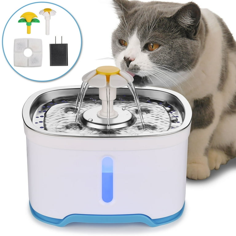 Ownpets 2.5l Cat Water Fountain Led Light Pet Dog Drinking Bowl Triple Filter Walmart