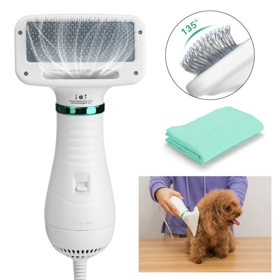 Ownpets 2 in 1 Pet Hair Dryer, Portable Pet Grooming Blower with Slicker Brush