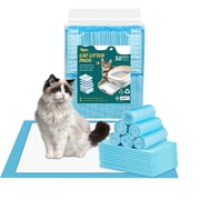 Ownpets 50Pcs Super Absorbent Cat Litter Mat with 6-Layer Leak-Proof Design, Disposable for Easy Cleanup, Multi-Purpose Use, Ultra-Thick 20g Per Mat, Various Packaging Options Available