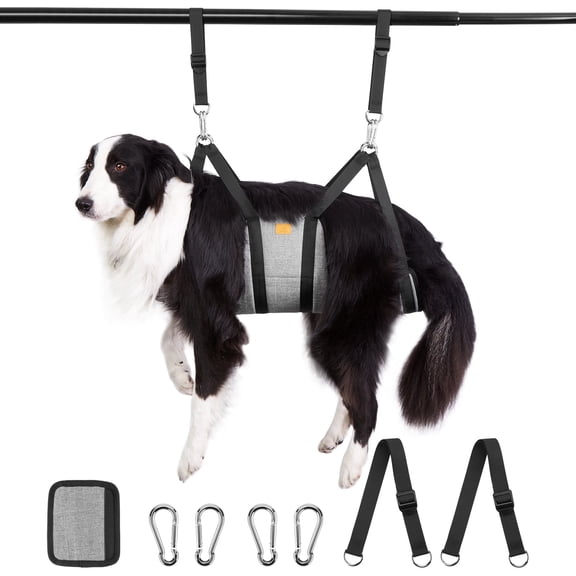 Ownpets Pet Grooming Hammock, Breathable Dog Grooming Hammock with Carabiners, Pet Grooming Harness Sling for Grooming, Hair Nail Trimming Cutting & More Size M