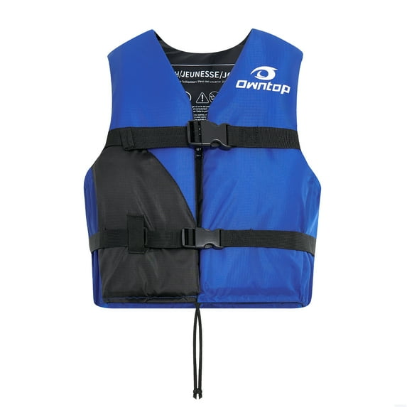 Owntop Adult Life Jacket Swim Vest,Flotation Buoyancy Aid Safety Jacket with Adjustable Buckle for Swimming Surfing Boating Kayaking,Blue Black