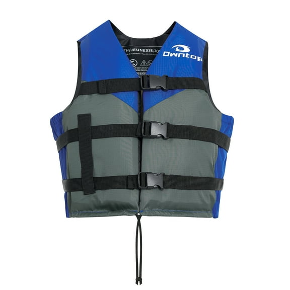 Owntop Adult Life Jacket Swim Vest,Flotation Buoyancy Aid Safety Jacket with Adjustable Buckle for Swimming Surfing Boating Kayaking,Blue Gray