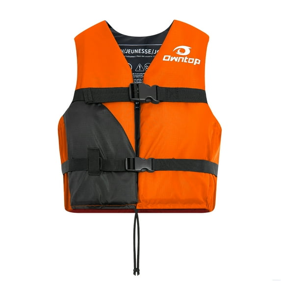 Owntop Adult Life Jacket Swim Vest,Flotation Buoyancy Aid Safety Jacket with Adjustable Buckle for Swimming Surfing Boating Kayaking,Orange Black