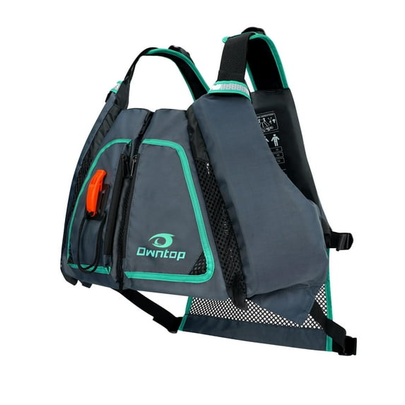 Owntop Adult Life Ves For Outdoor Fishing,Rowing Sports Vest,Life Jacket Swim Vest Buoyancy Aid Jacket for Fishing Sailing Surfing Boating Kayaking for Water Sports,Gray-Green