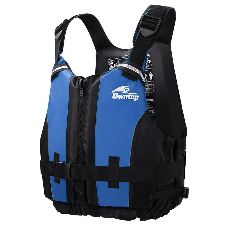 Owntop Life Jacket Adult Swim Vest,Men Women Flotation Buoyancy Aid  Swimsuit with Adjustable Safety Strap for Swimming Kayaking Fishing,Blue