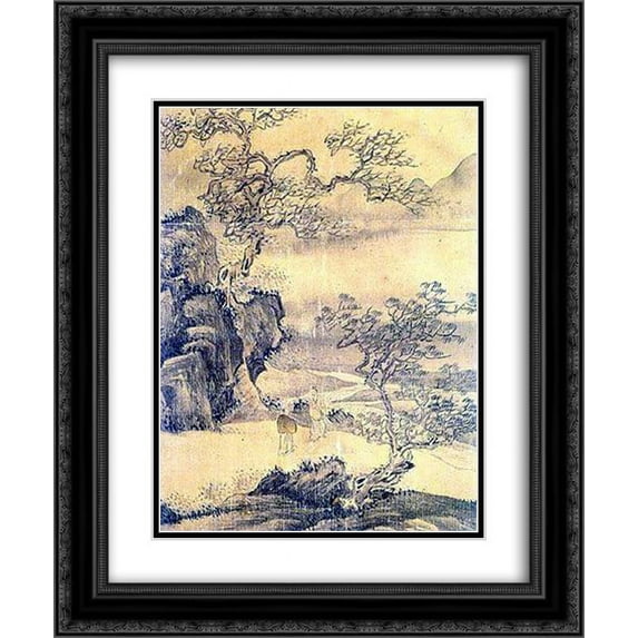 Owon 2x Matted 20x24 Black Ornate Framed Art Print 'The picture of a man in the landscape'