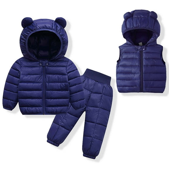 Owordtank 2 Piece Toddler Winter Coats and Matching Pants Lightweight Puffer Padded Jacket Clothing Set Snowsuit Ski Suit