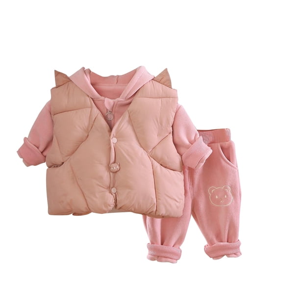 Owordtank 3 Piece Boys Girls Tracksuit Athletic Sweatsuits Set Fleece Jacket Zipper Hoodie Sweatshirt+Joggers Loungewear
