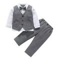 thumbnail image 1 of Owordtank Baby Boy Suit Formal Gentleman Outfit with Pants and Bowtie Wedding Birthday Party, 1 of 4