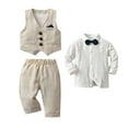 thumbnail image 1 of Owordtank Baby Boy Suit Toddler Formal Outfit Kids 3 Piece Vest Gentleman Clothes Long Sleeve Shirt and Pants Set, 1 of 8