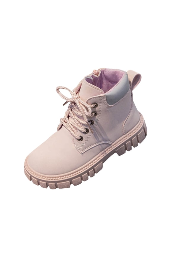 Baby Boy and Girls Ankle Boots Fashion British-style Lace up Side Zipper Non-slip Knight Booties