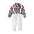 thumbnail image 1 of Owordtank Baby Boys Dress Suit Toddlers Bowtie Striped Shirts and Suspender Pants Special Occasion Gentleman Outfits, 1 of 8