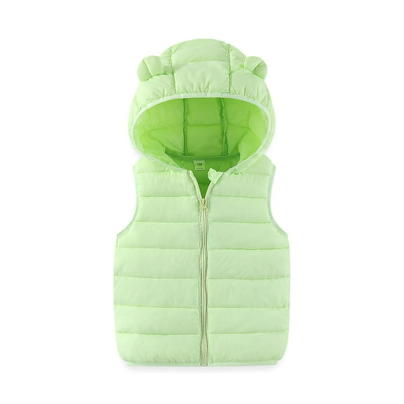 Owordtank Baby Boys Girls Hooded Puffer Vest Winter Lightweight Sleeveless Bear Ears Zipper Up Jacket