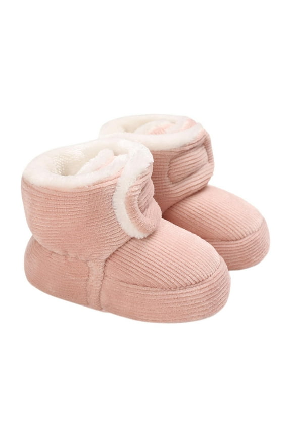 Baby Boys Girls Winter Booties Solid Color Non-Slip Cozy Fleece Lining Comfortable First Walkers for Infants